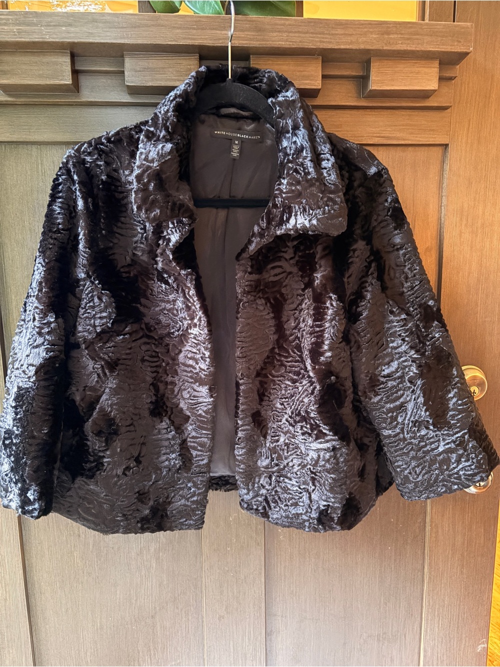White House Black Market Black Faux Fur Teddy Jacket